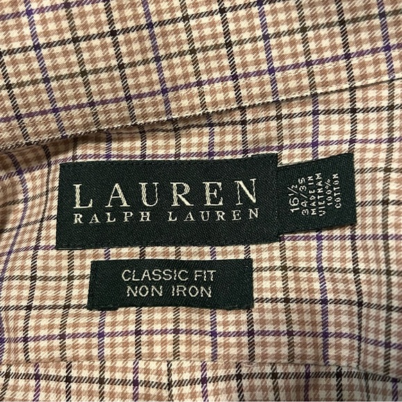 Lauren Ralph Lauren Classic fit Non-Iron Long Sleeve Blouse Sleeve Button ShIft - Picture 12 of 12